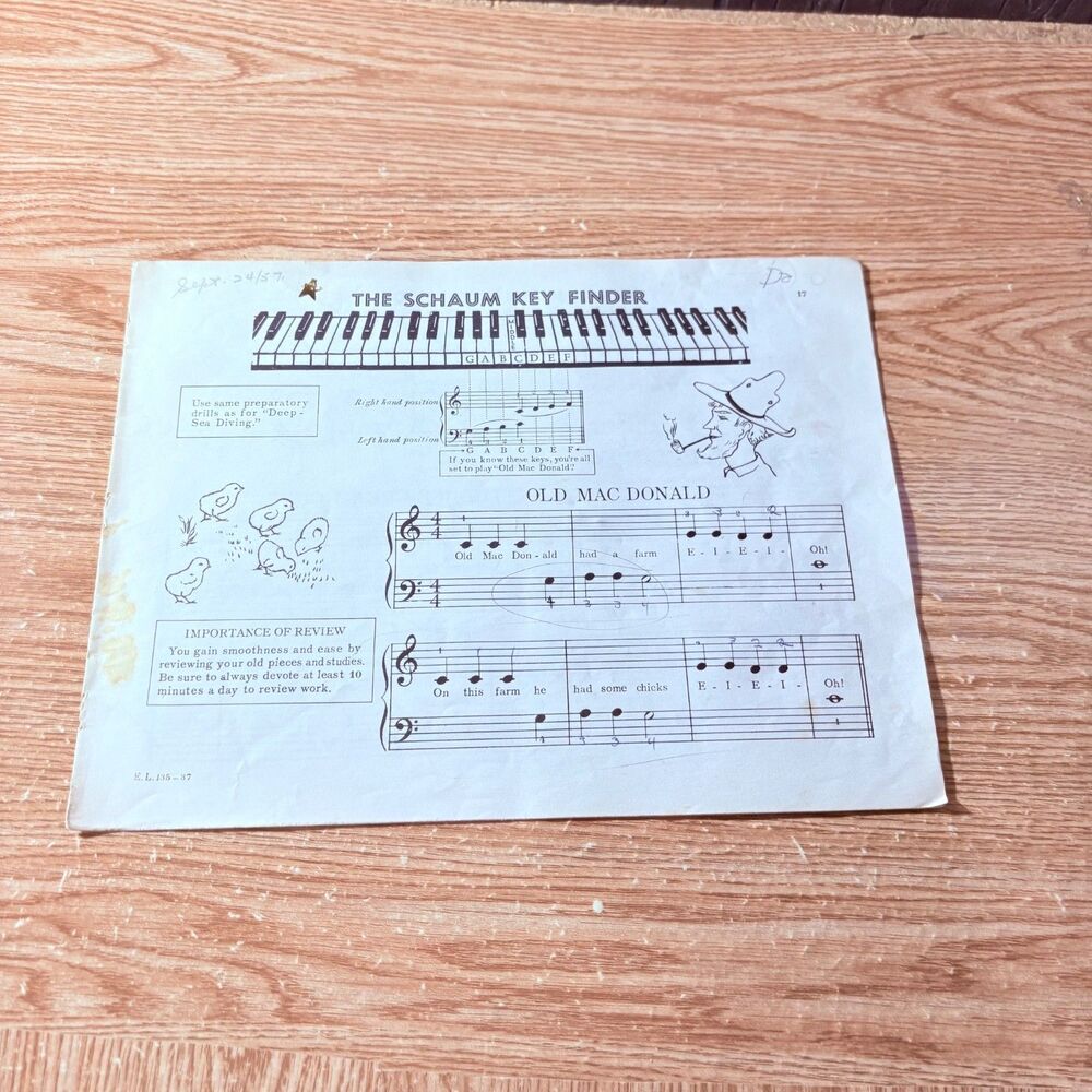 The Schaum Key Finder Sheet Music Old Mc Donald